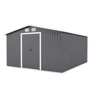 10 ft. W x 12 ft. D Outdoor Metal Gray Storage Shed with Lockable Door and 4 Ventilation Slots(125 sq. ft.)