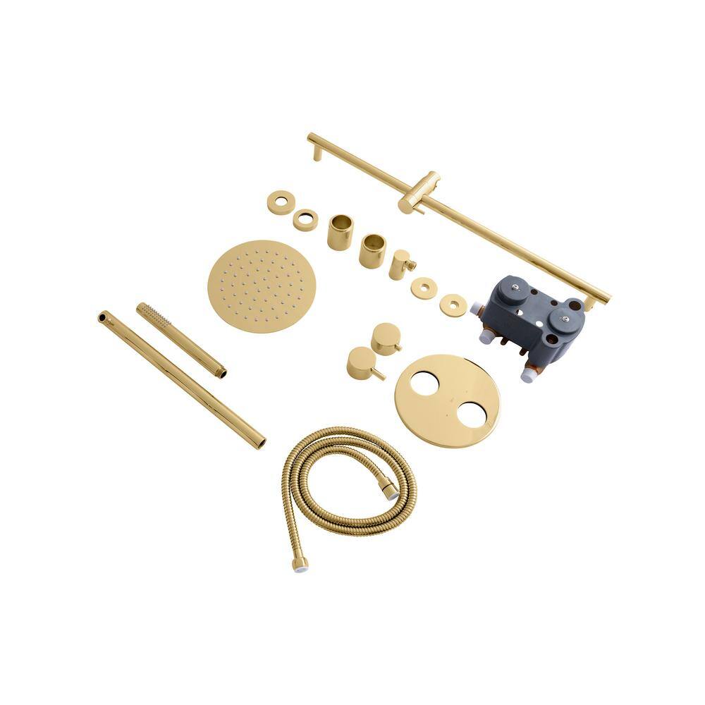 Polished Gold Multi-Head Thermostatic Rain Shower System