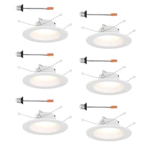 5 in./6 in. Selectable CCT Integrated LED White Recessed Light, Dimmable Smooth Retrofit Trim, (6-Pack)