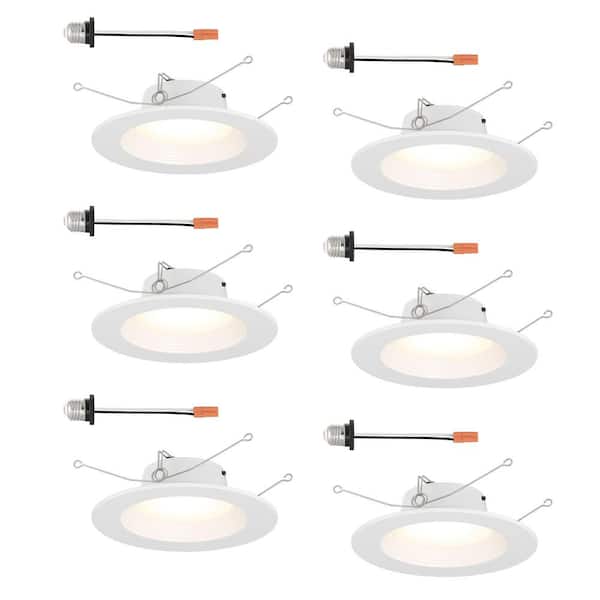 EnviroLite 5 in./6 in. Selectable CCT Integrated LED White Recessed Light, Dimmable Smooth Retrofit Trim, (6-Pack)