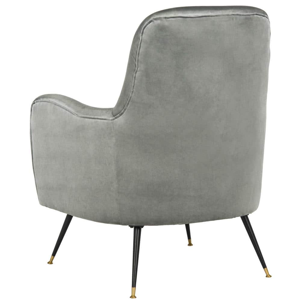 Elegant Transitional Beige Velvet Accent Chair with Gold Cap Legs