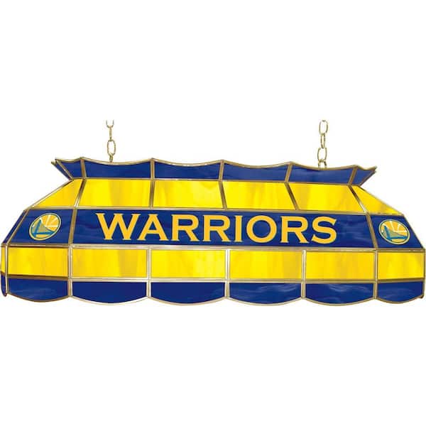 Trademark NBA Golden State Warriors NBA 3-Light Stained Glass Hanging Tiffany Lamp