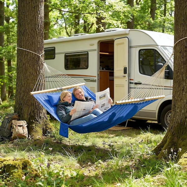 10.8 ft. Double-Layer Quilted Double Hammock with Pocket and