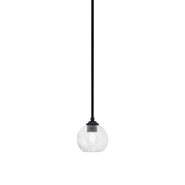 Unbranded Clevelend 100-Watt 1-Light Black Pendant Mini Pendant Light with Smoke Bubble Glass Shade Light Bulb Not Included