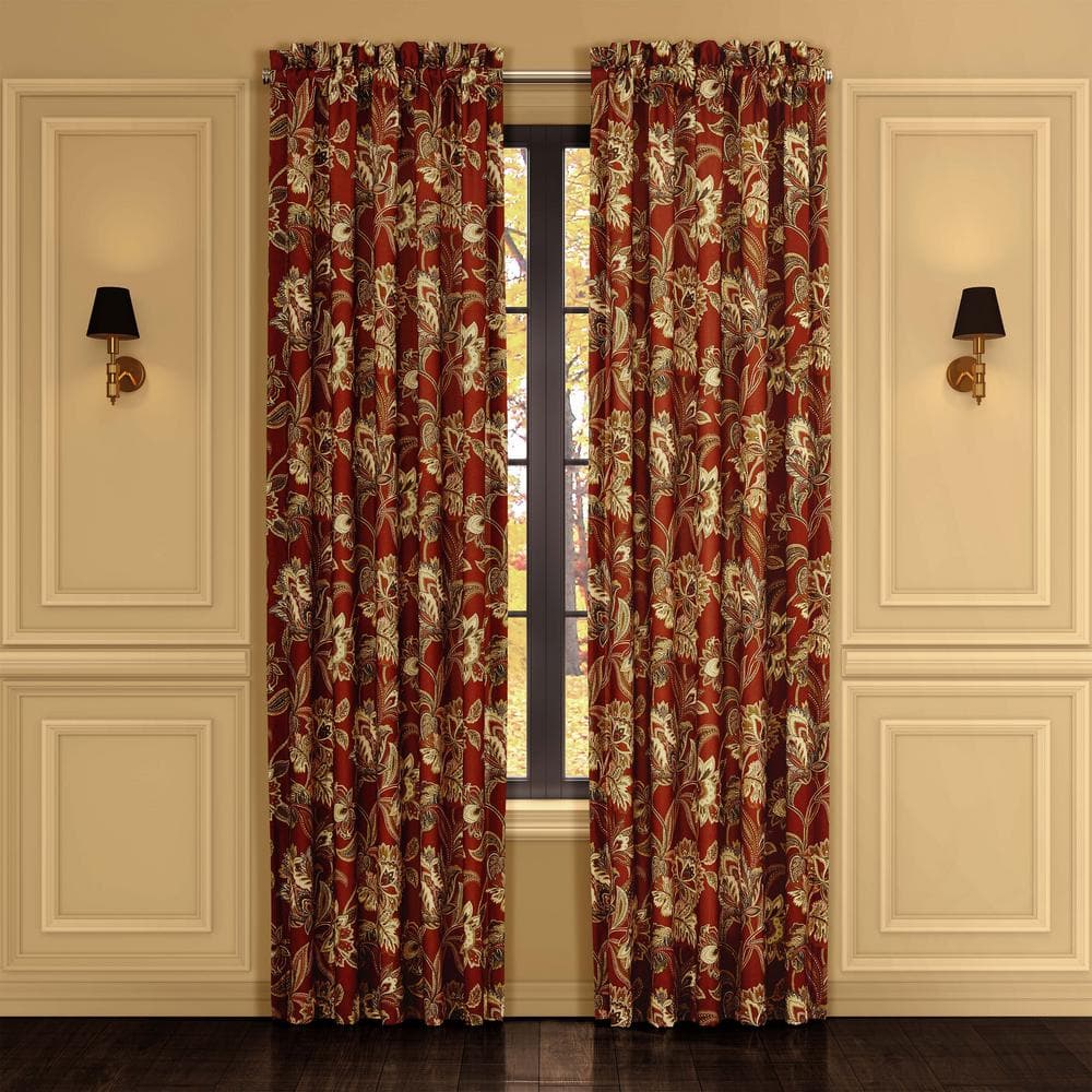 Montecito Red Polyester 84 Window Panel Pair