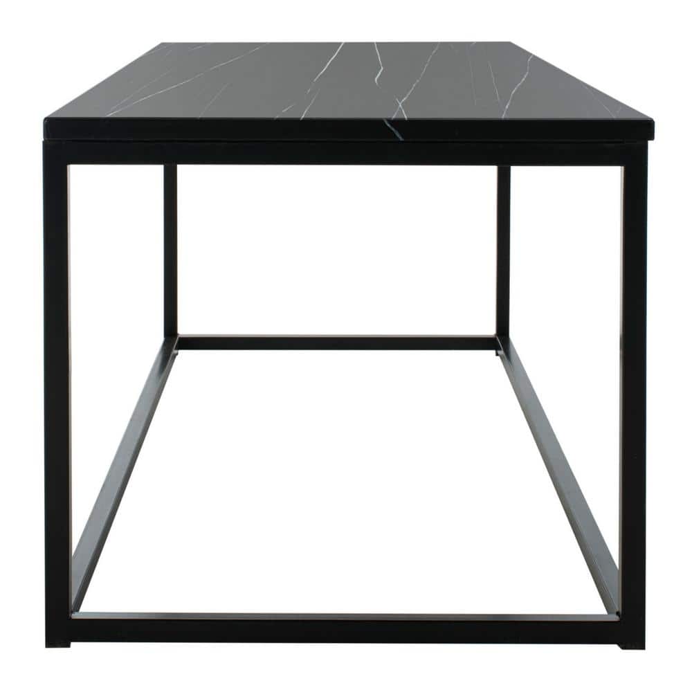 Baize Black Marble and Metal Rectangular Coffee Table