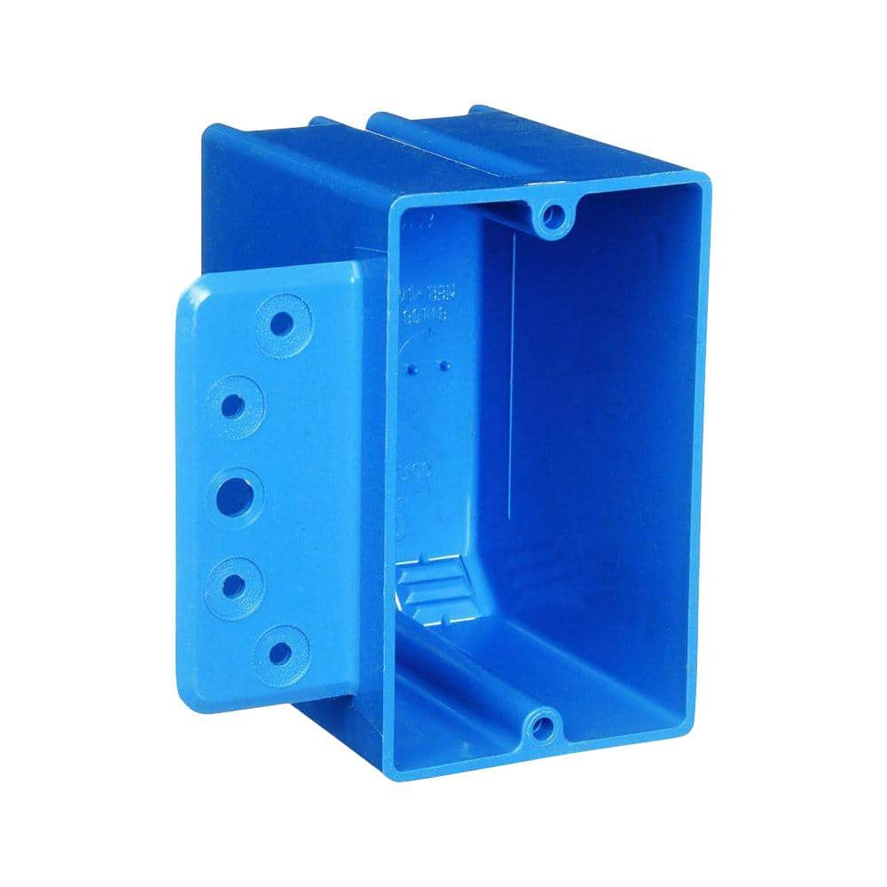 UPC 034481039822 product image for 1-Gang 18 cu. in. Blue PVC New Work Electrical Switch and Outlet Box with Bracke | upcitemdb.com