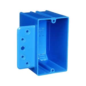1-Gang 18 cu. in. Blue PVC New Work Electrical Switch and Outlet Box with Bracket (Case of 50)