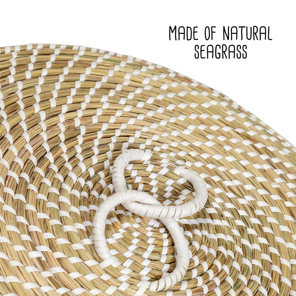 Natural Seagrass Round Nesting Storage Basket Set with Lids