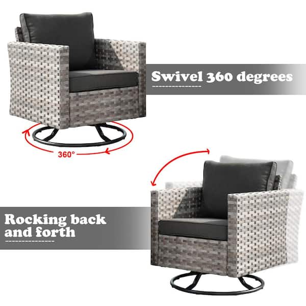 HOOOWOOO Crater Grey 9-Piece Wicker Wide-Plus Arm Patio Conversation Sofa  Set with Swivel Rocking Chairs and Black Cushions SW-BR1009BK - The Home  Depot