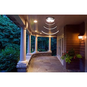 Greenhaven 11 in. 1-Light Matte Black Motion Sensing LED Outdoor Flush Mount Ceiling Light Adjustable CCT (12-Pack)