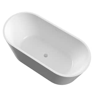 67 in. x 29.5 in. Oval Acrylic Soaking Bathtub with Pop-up Drain in Gloss White