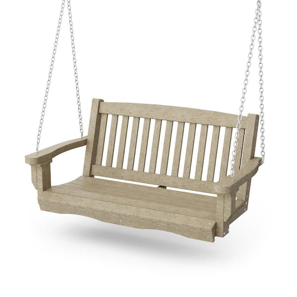 Wildridge Classic 2-Person Weathered Wood Plastic Mission Porch Swing