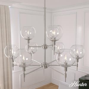 Xidane 9-Light Brushed Nickel Shaded Chandelier with Clear Glass Shades