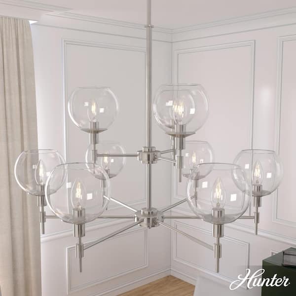 Hunter Gatz 9-Light Satin Gold Modern/Contemporary Led Chandelier