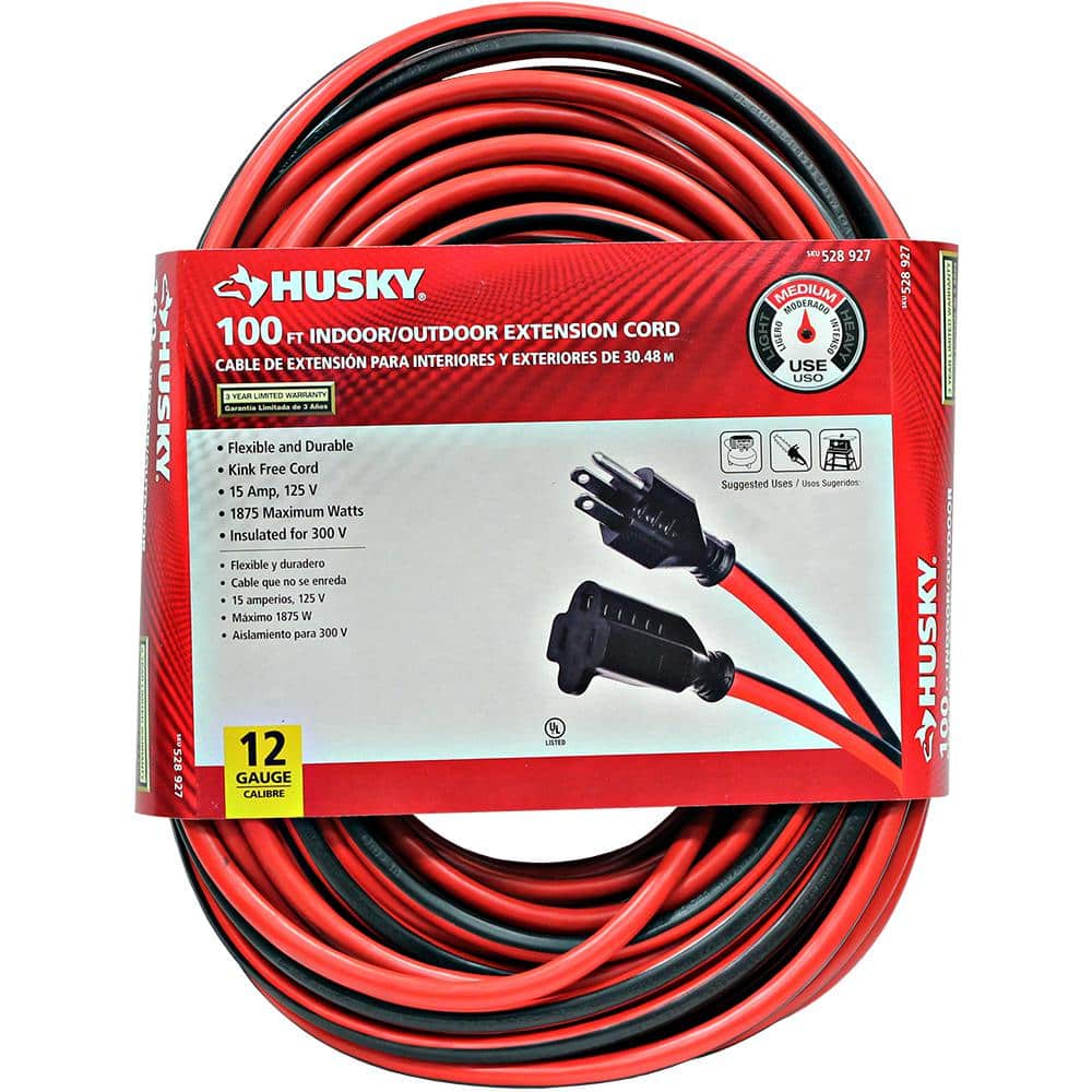 100 Ft Black Extension Cord 16//3 Durable Electrical Cable
