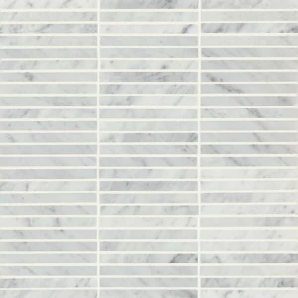Bedrosians Sample-Monet 4 in. x 5 in. Honed White Carrara Marble Mosaic Subway Tile