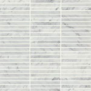 Monet Rectangle 4 in. x 0.4 in. Honed White Carrara Marble Mosaic Tile (4.9 sq. ft./Case)
