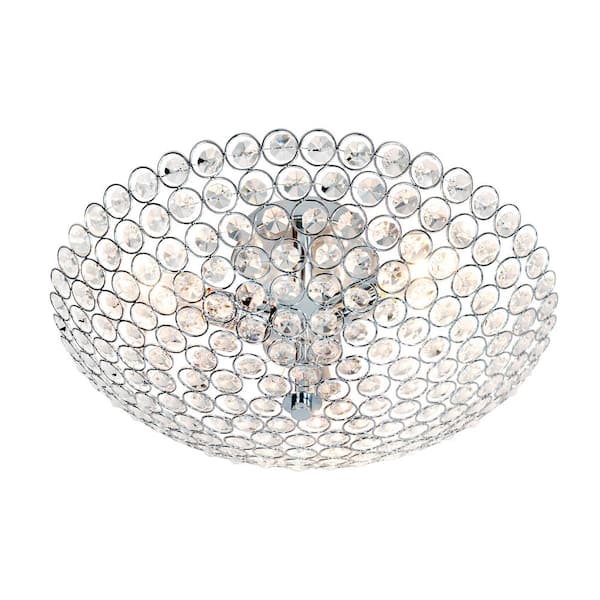 Decor Living Barclay 16 in. 3-Light Chrome Crystal Flush Mount