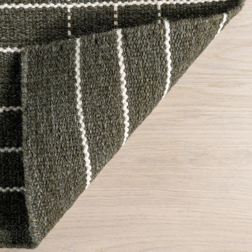 Charlie Green Plaid Wool and Cotton 10' x 14' Area Rug