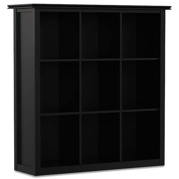 Artisan 44.6 in. H Black Solid Wood 9-Shelf 9 Cube Bookcase and Storage Unit