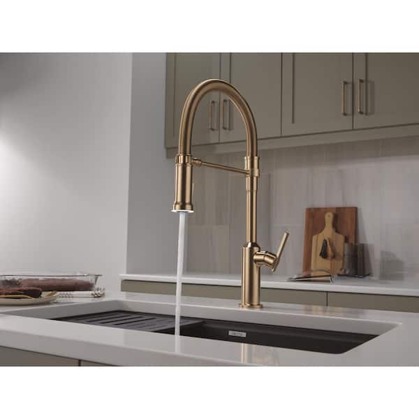 Cordova Spring Spout Gold Champagne Bronze 21 in. H Pull Down Sprayer Kitchen Faucet with 360 Degree Swivel Spout