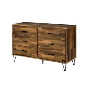 16 in. Brown 6-Drawer Wooden Dresser Without Mirror