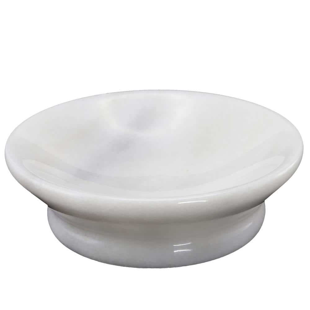 Creative Home 5.1 in. Dia Natural Marble Round Soap Dish Bar Soap
