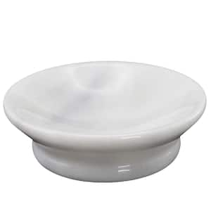 5.1 in. Dia Natural Marble Round Soap Dish Bar Soap Tray Holder for Bathroom Countertop Kitchen Sink Organize