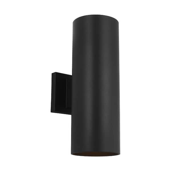 Generation Lighting Outdoor Cylinders Medium 2-Light Textured Black StoneStrong Outdoor Wall Lantern