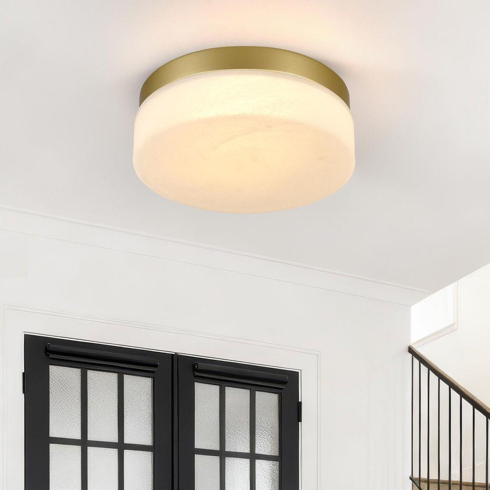 [MSOOSM] GCLH983 GMGSROM 11.4 in. LED Gold Flush Mount With Cloudy Glass Shade