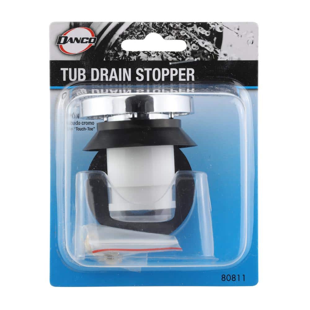 Chrome Plastic Touch-Toe Tub Drain Stopper, 2-Inch