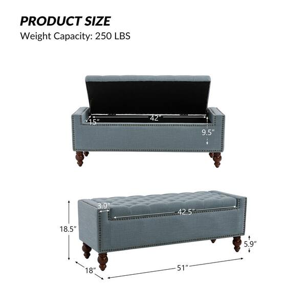 JAYDEN CREATION Eduard Blue Classic Style Upholstered Flip