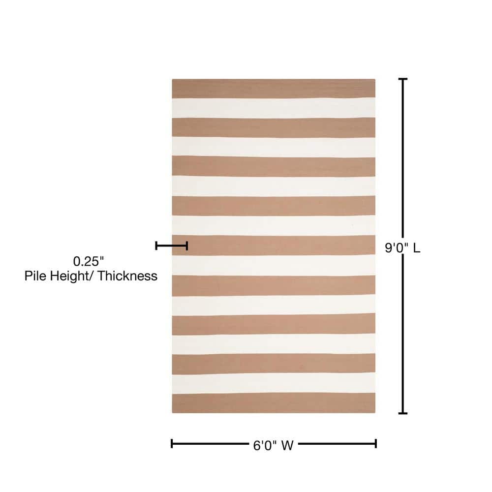 Sand and Ivory Handwoven Cotton Striped Area Rug