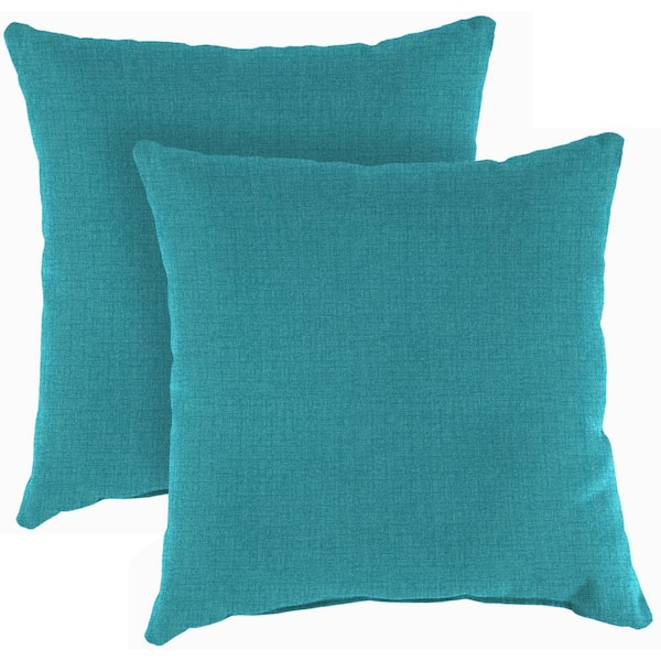 Jordan Manufacturing 18 in. L x 18 in. W x 4 in. T Outdoor Throw Pillow in McHusk Lagoon (2-Pack)