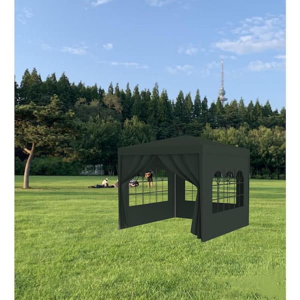 10 ft. x 10 ft. Green Gazebo Wedding Canopy with 4 Removable Walls