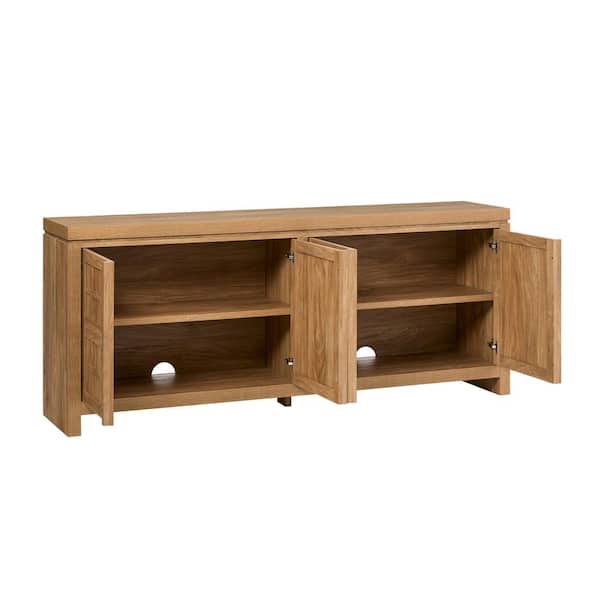 Booker Modern Heritage Oak 74 in. MDF Buffet with Adjustable Cabinets