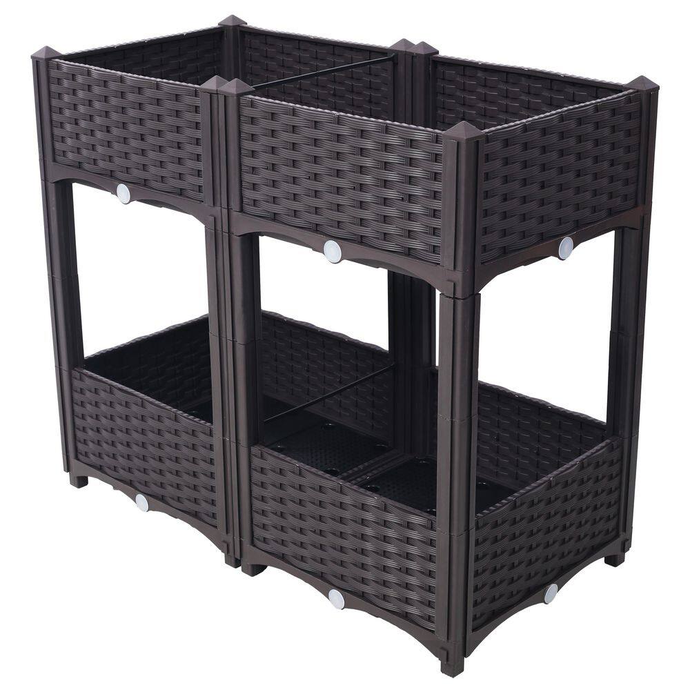 31.5 x 15.7 x 27.7 in. Brown Plastic Planter Raised Bed Elevated Planter Ga