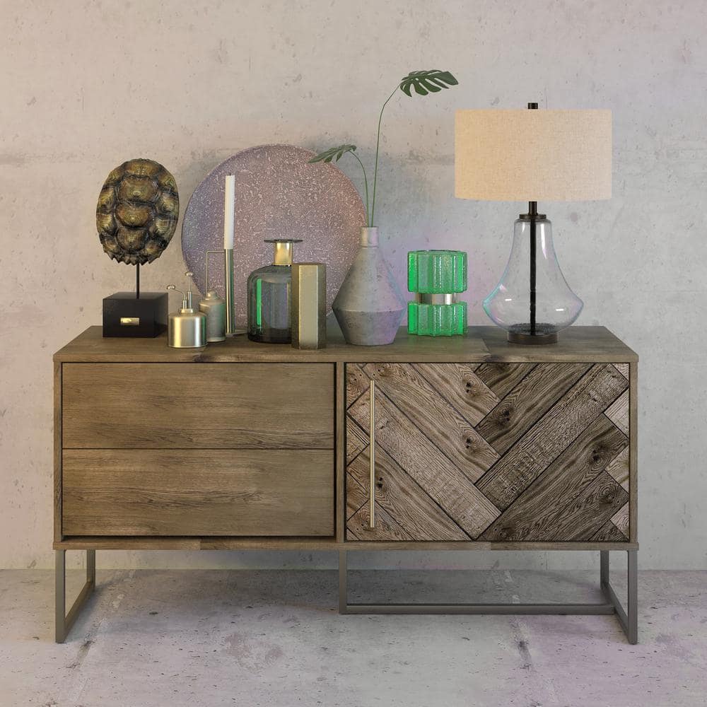 Lagos Seeded Glass 23" Tall Table Lamp with Antique Bronze Finish and Flax Shade