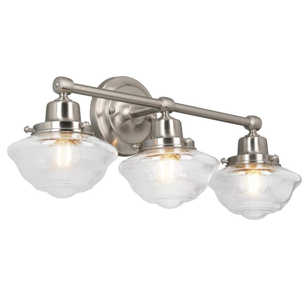 Schoolhouse 23.125 in. W 3-Light Modern Industrial Farmhouse Satin Nickel Vanity Light price history on PriceWatchPro