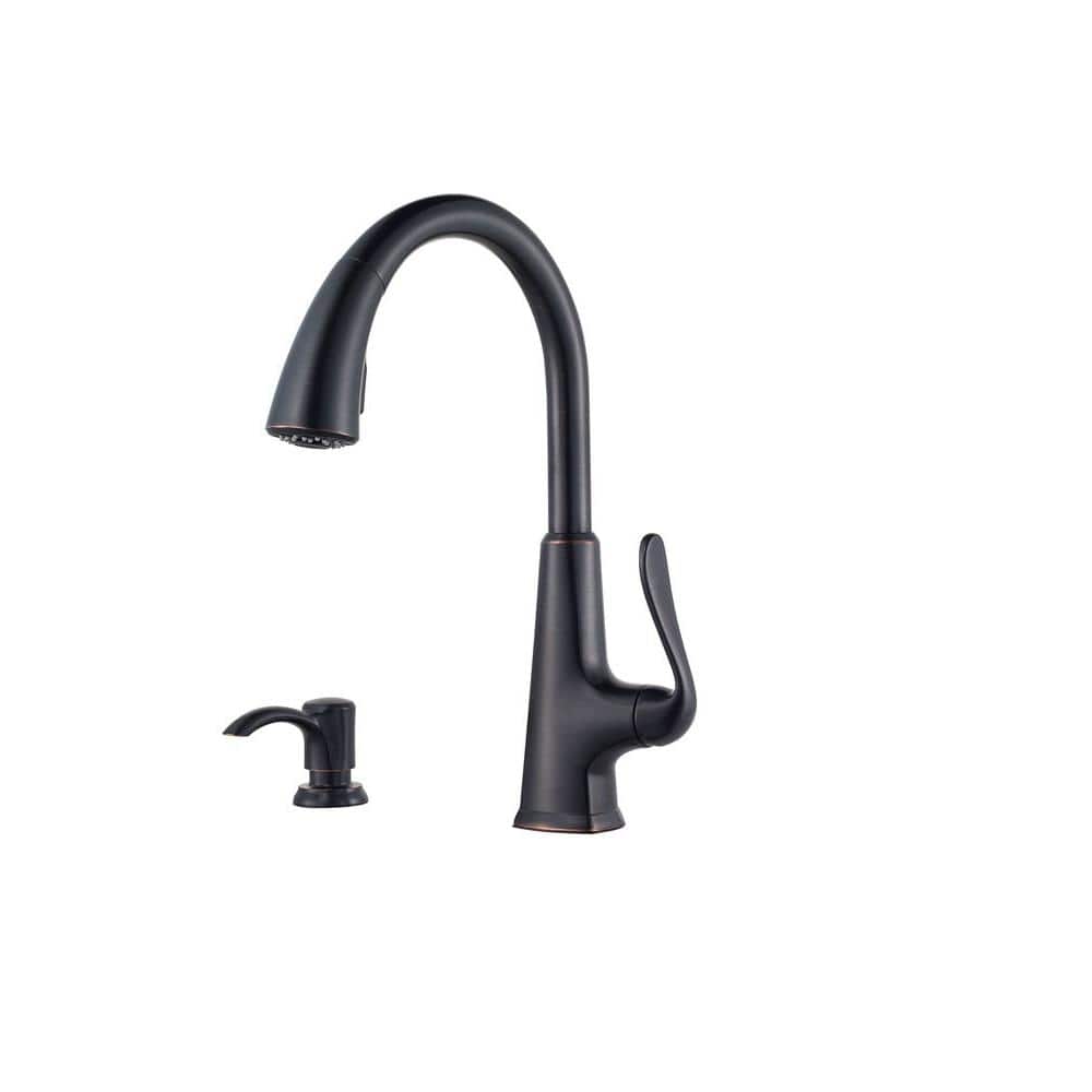 Pfister Pasadena Single-Handle Pull-Down Sprayer Kitchen Faucet with Soap  Dispenser in Tuscan Bronze F-529-7PDY - The Home Depot