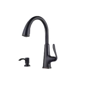 Pasadena Single-Handle Pull-Down Sprayer Kitchen Faucet with Soap Dispenser in Tuscan Bronze
