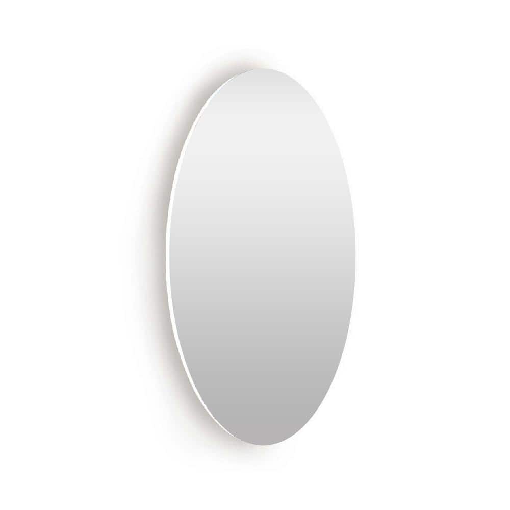 14.76 in. W x 25.2 in. H Oval Frameless Wall Mounted Bathroom Vanity Mirror  in White LQQ-138 The Home Depot
