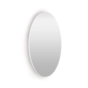 14.76 in. W x 25.2 in. H Oval Frameless Wall Mounted Bathroom Vanity Mirror in White
