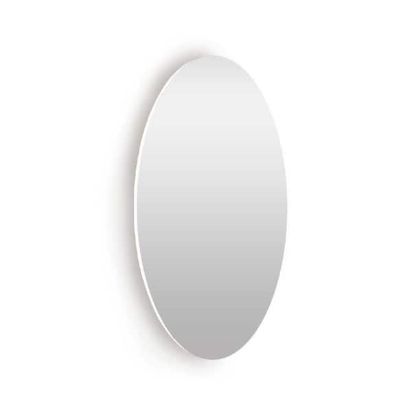 Unbranded 14.76 in. W x 25.2 in. H Oval Frameless Wall Mounted Bathroom Vanity Mirror in White
