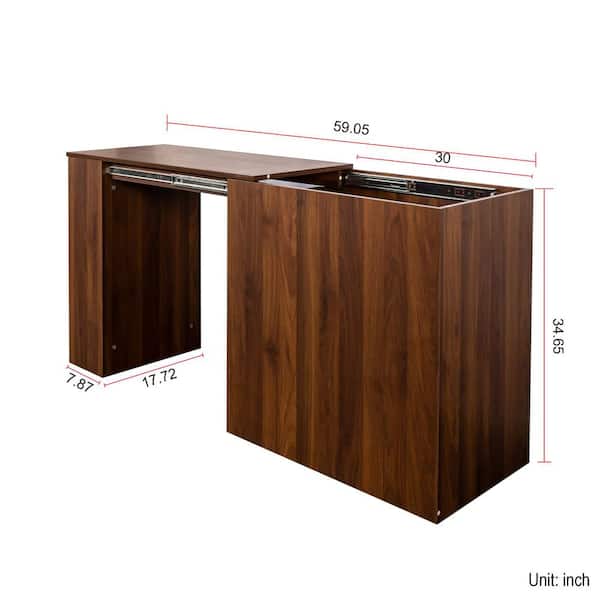 Homy Casa TAIKU 59 in. Rectangular Chestnut Brown MDF 2-Drawer