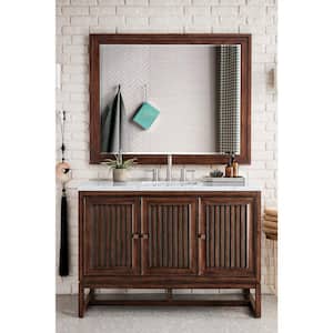 Athens 48 in. W x 23.5 in. D x 34.5 in. H Bath Vanity in Mid Century Acacia with Solid Surface Vanity Top in Artic Fall