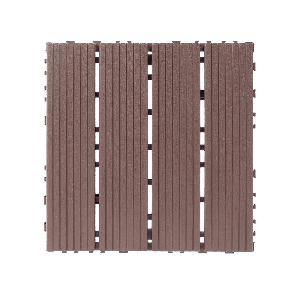 1 ft. x 1 ft. Upgraded Outdoor Patio Plastic Interlocking Deck Tiles, Garage Floor Tiles in Brown 2 (44-Per Case) price history on PriceWatchPro