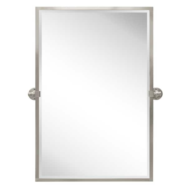 TEHOME Blakley 24 in. W x 36 in. H Rectangular Stainless Steel Framed Pivot Wall Mounted Bathroom Vanity Mirror in Nickel