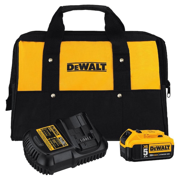 DEWALT 20V Max 5.0Ah Battery Pack with Charger, Bag and Accessories